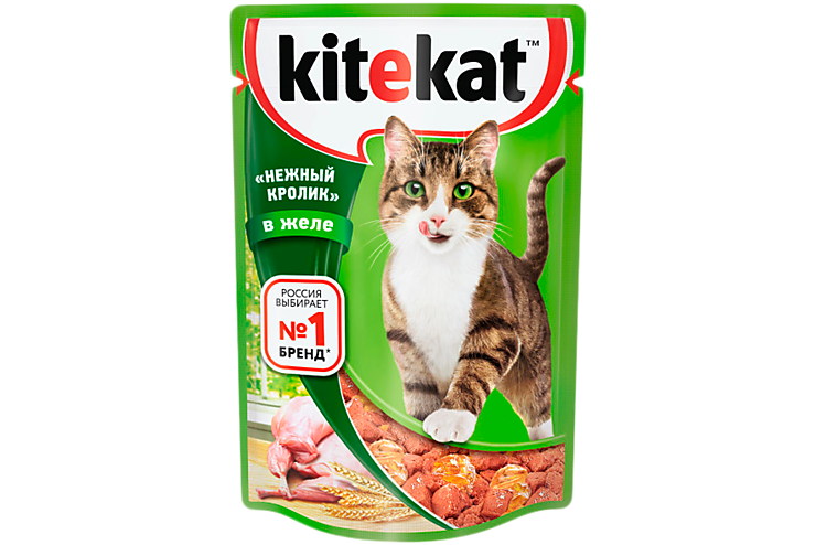 Влажный корм для кошек «Kitekat» «Нежный кролик» в желе, 85 г