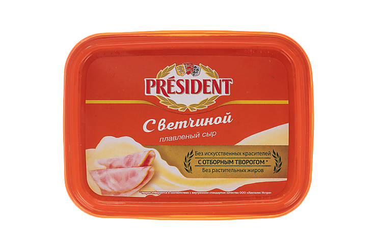 Сыр плавленый 45% «PRESIDENT» с ветчиной, 400 г