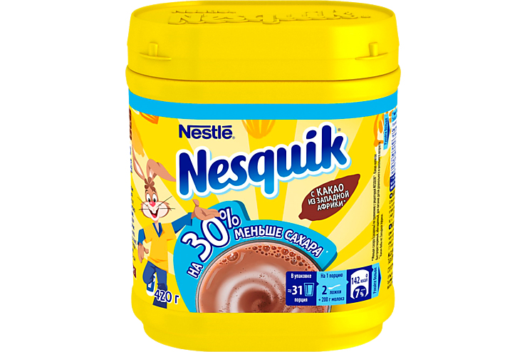 Какао «Nesquik» меньше сахара, 420 г