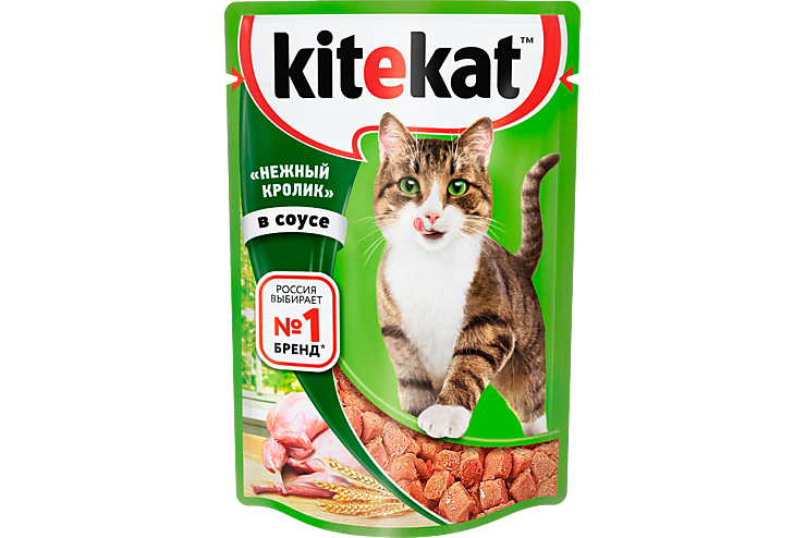 Влажный корм для кошек «Kitekat» «Нежный кролик» в соусе, 85 г