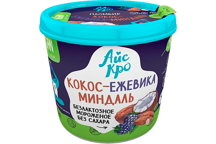 Безлактозное мороженое «АйсКро» Кокос- ежевика- миндаль, 75 г