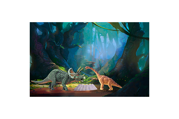 Игровой набор Динозавры Птерозавр и трицератопс/Трицератопс и бронтозавр + аксессуары (видео)
