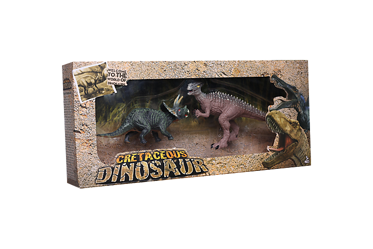 Игровой набор Динозавры Трицератопс и пахицефалозавр/Велоцираптор и бронтозавр