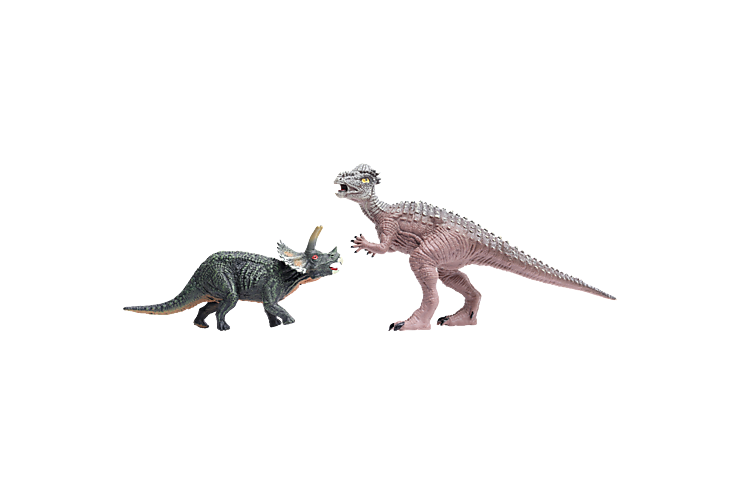 Игровой набор Динозавры Трицератопс и пахицефалозавр/Велоцираптор и бронтозавр