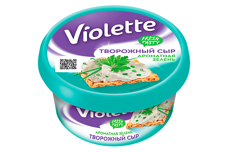 Сыр творожный 70% «Violette» с зеленью, 140 г