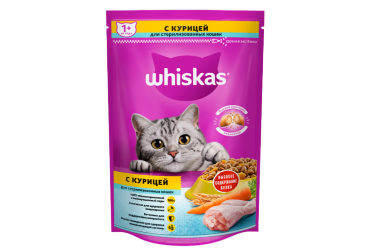 Сухой корм для кошек «Whiskas» подушечки с курицей, 350 г