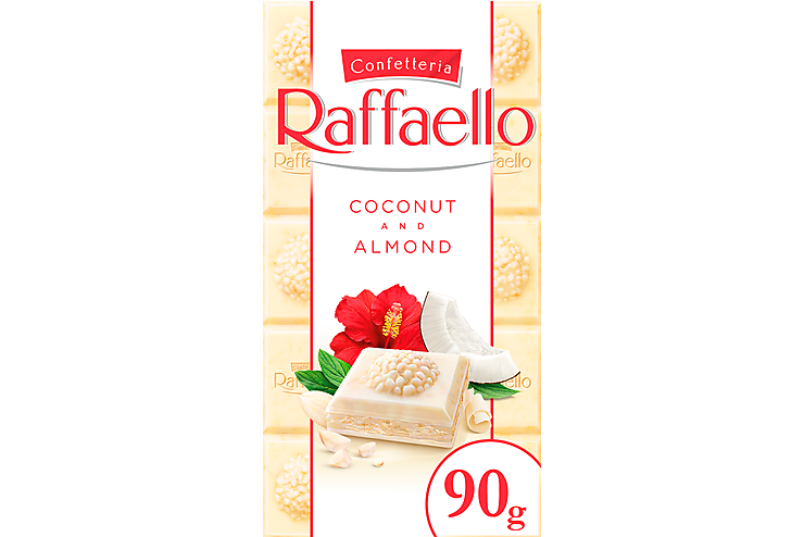 Шоколад белый «Raffaello» с кокосом и миндалем, 90 г
