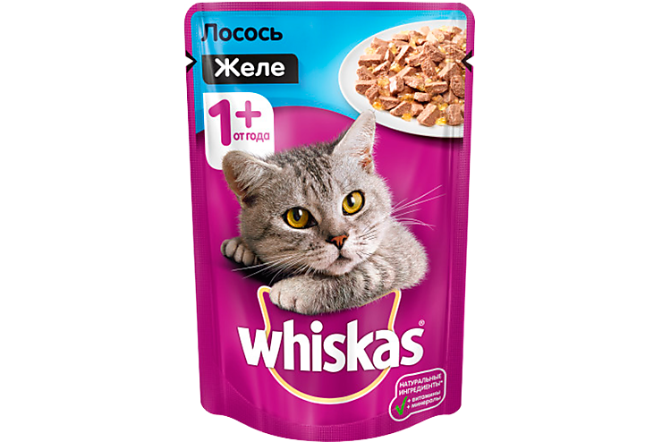 Влажный корм для кошек «Whiskas» желе с лососем, 85 г