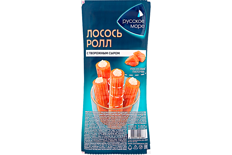 Лососевые палочки «Русское море» Лосось-ролл с сыром, 180 г