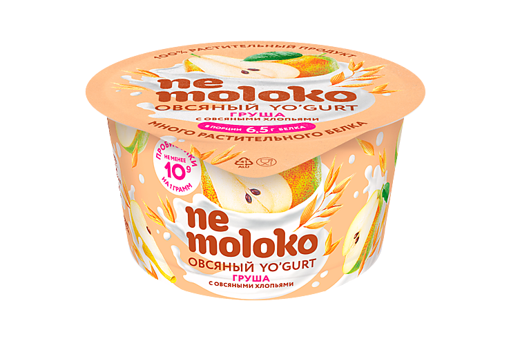 Йогурт овсяный «NeMoloko» Груша с овсяными хлопьями, 130 г – купить по ...