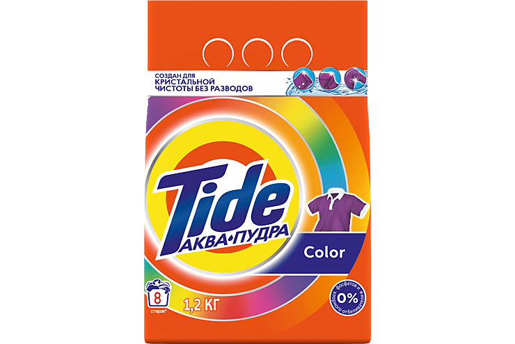 Стиральный порошок «Tide» аква-пудра Color, 1,2 кг – купить по приятнойцене с доставкой на дом в интернет-магазине Ярче Плюс