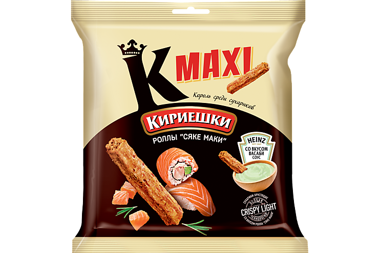 Сухарики «Кириешки Maxi» со вкусом роллов «Сяке маки» и с соусом со вкусом васаби, 50 г