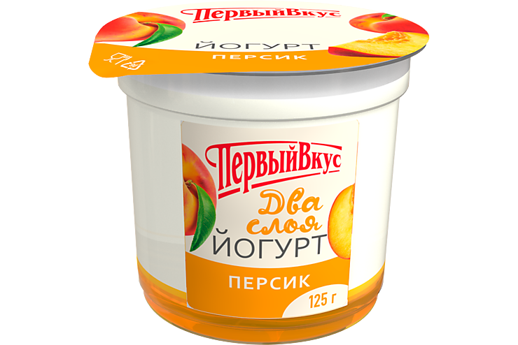 Йогурт двухслойный 6% «Первый вкус» Персик, 125 г – купить по приятной ...