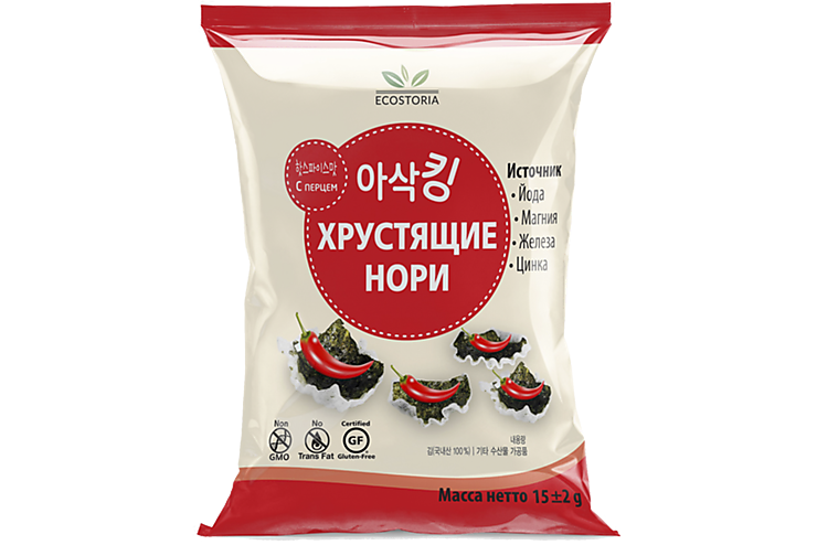 Нори «Ecostoria» Хрустящие с перцем, 15 г – купить по приятной цене с ...