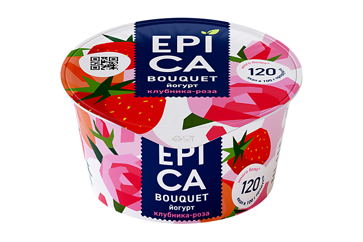 Йогурт 4.8% «Epica» Клубника Роза, 130 г