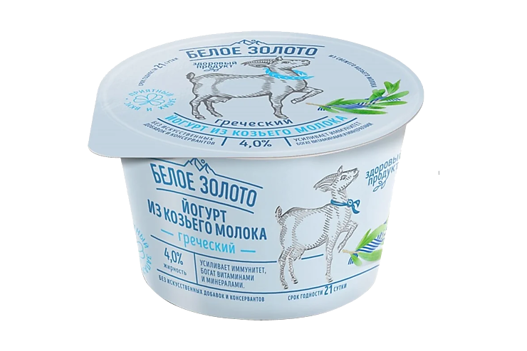 Йогурт 4% «Белое золото» Греческий, из козьего молока, 150 г