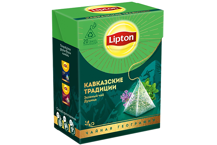 Чай зеленый «Lipton» Кавказские традиции, с душицей и ароматом вишни, 20 пирамидок