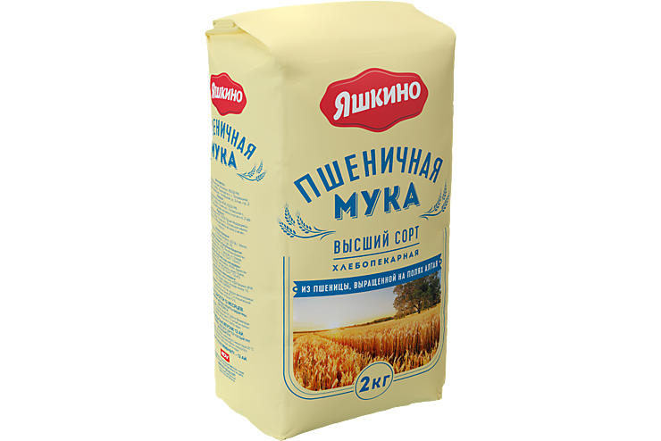 Мука «Яшкино» пшеничная хлебопекарная высшего сорта, 2 кг