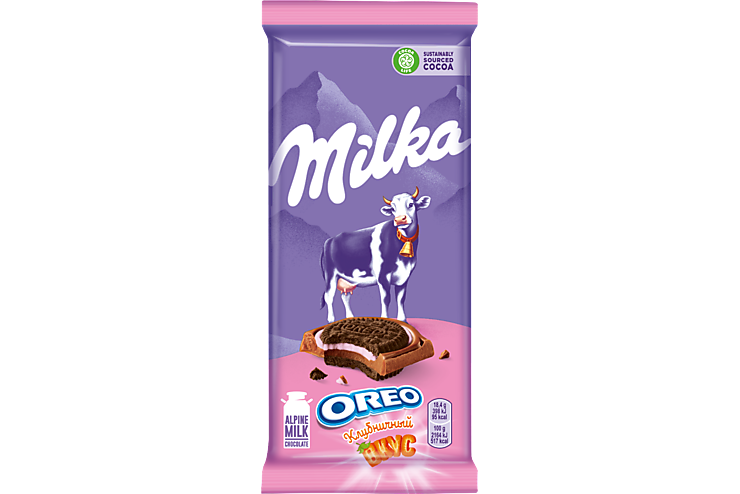 Шоколад молочный «Milka» с печеньем Oreo Клубничный вкус, 92 г