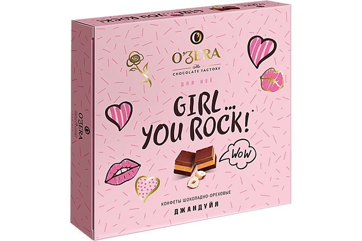 Конфеты шоколадно-ореховые «O'Zera» Girl… You Rock, 98 г