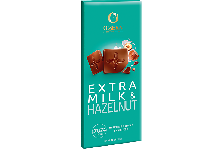 Шоколад молочный «O'Zera» Extra milk & Hazelnut, 90 г
