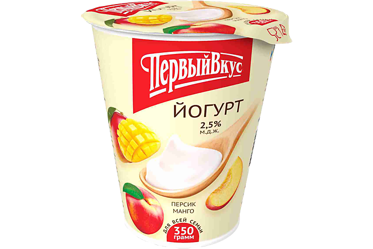 Йогурт 2.5% «Первый вкус» Персик-манго, 350 г – купить по приятной цене ...