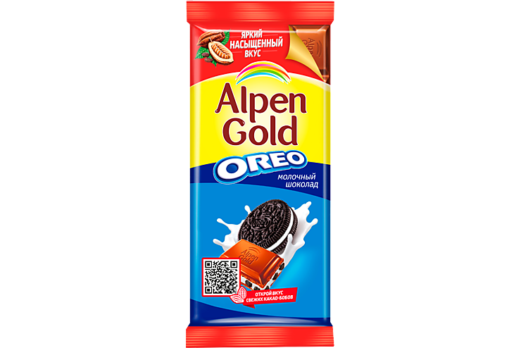 Шоколад «Alpen Gold» молочный с печеньем Oreo, 90 г