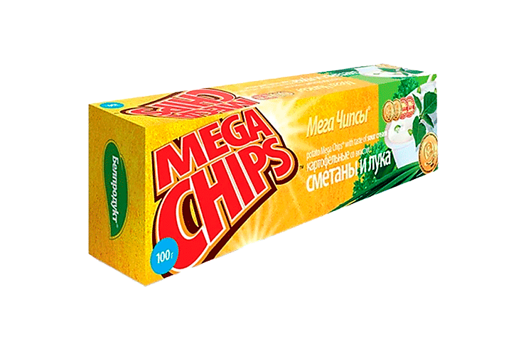Чипсы «Mega chips» со вкусом сметаны и лука, 100 г