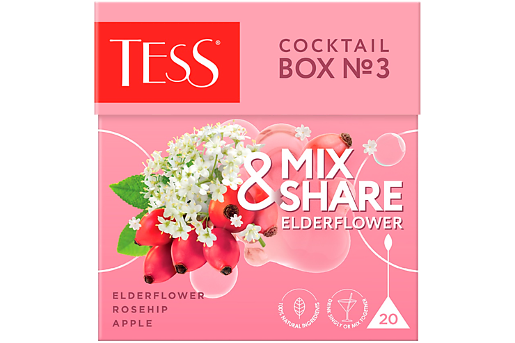 Чай оолонг «Tess» с шиповником, яблоком и ароматом бузины, 20 пакетиков ...
