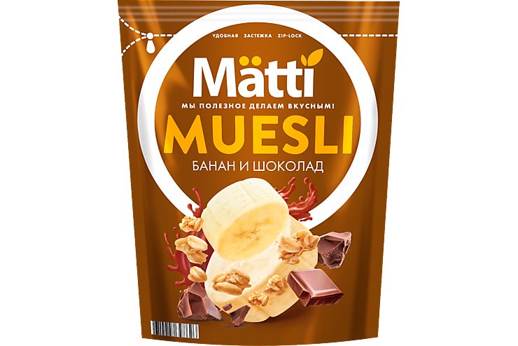 Мюсли «Matti» с бананом и шоколадом, 250 г