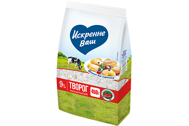 Творог 9% «Искренне Ваш», 450 г – купить по приятной цене с доставкой ...