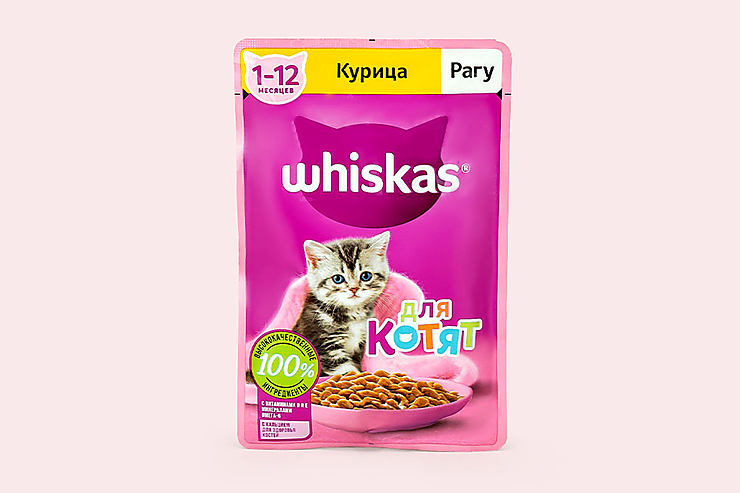 Влажный корм для котят «Whiskas» рагу с курицей, 75 г – купить по приятной  цене с доставкой на дом в интернет-магазине Ярче Плюс