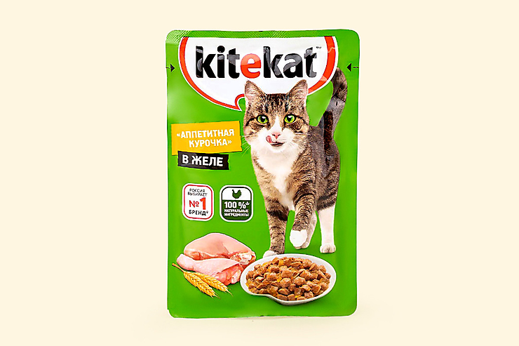 Влажный корм для кошек «Kitekat» c сочными кусочками курицы в желе, 85 г