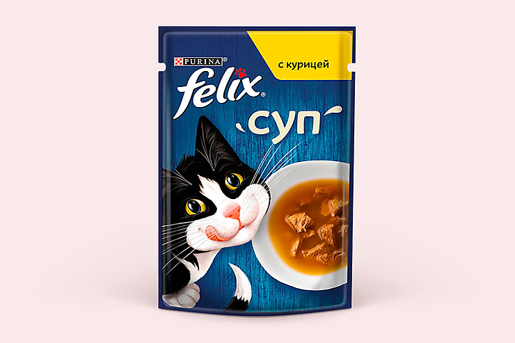 Корм для кошек «Felix» суп с курицей, 48 г – купить по приятной цене с  доставкой на дом в интернет-магазине Ярче Плюс