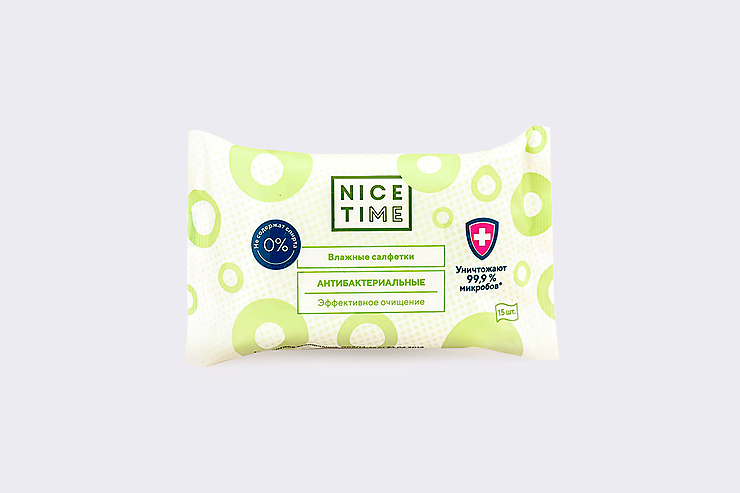 Салфетки влажные «Nice Time» антибактериальные, 15 шт Салфетки влажные «Nice Time» антибактериальные, 15 шт
