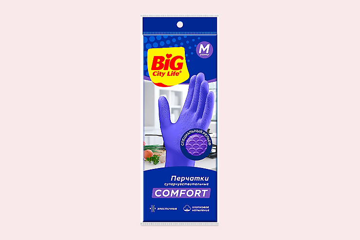 Перчатки латексные «BIG City» фиолетовые, размер М