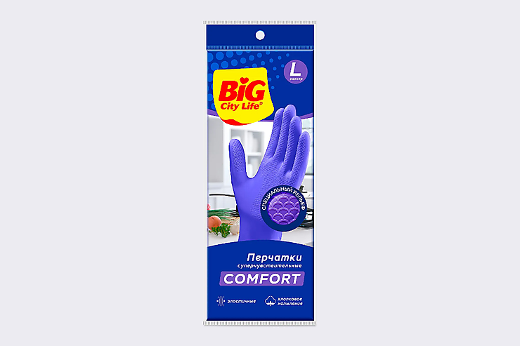 Перчатки латексные «BIG City» фиолетовые, размер L