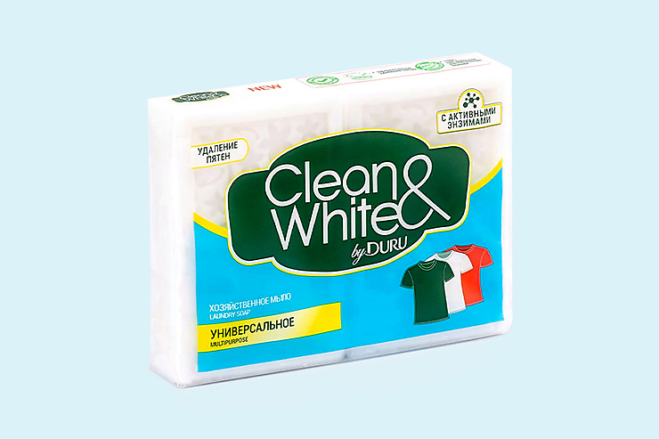 Мыло хозяйственное «Clean&White by Duru» универсальное, 2шт, 120 г