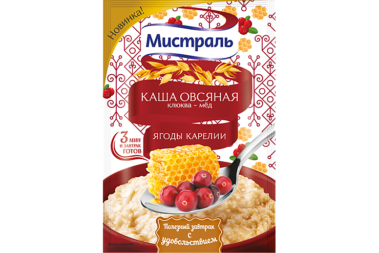 Каша овсяная «Мистраль» клюква – мёд, 40 г – купить по приятной цене с ...