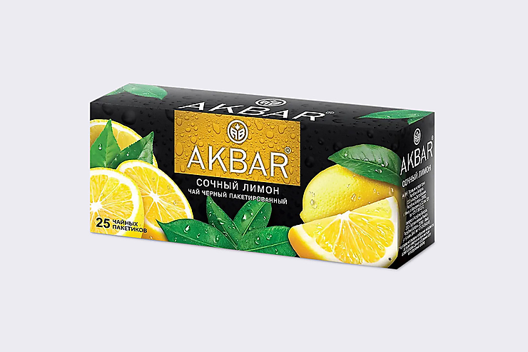 Чай черный «Акбар» Сочный лимон, 25 пакетиков