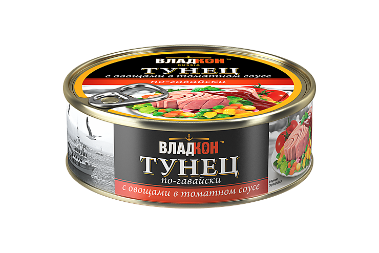 Тунец желтоперый «Владкон» с овощами, «По-гавайски», 240 г – купить по ...