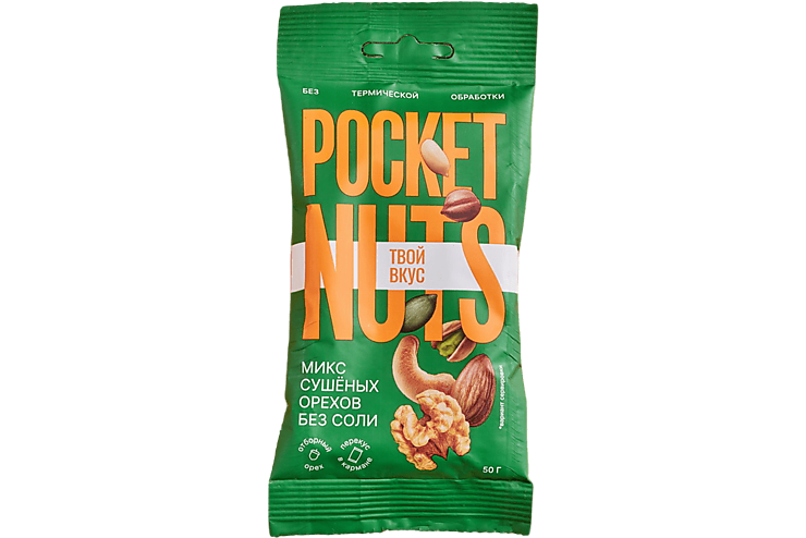 Микс орехов «Pocketnuts» без термической обработки, 50 г