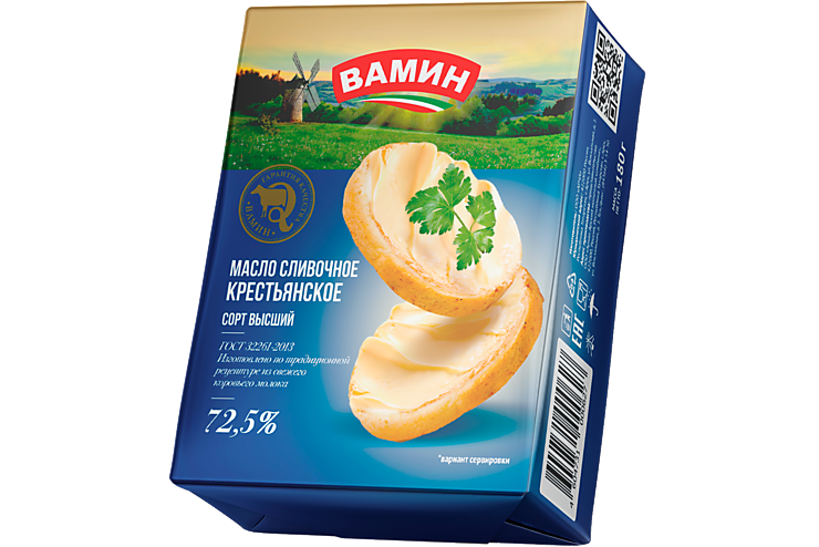 Масло сливочное 72.5% «Вамин» крестьянское, 180 г – купить по приятной ...