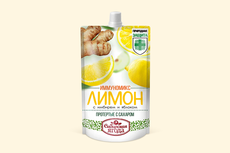 Лимон и имбирь «Сибирская Ягода» перетёртые с сахаром, 250 г
