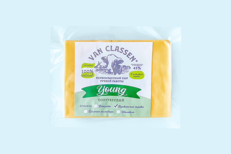 Сыр 45% «VAN CLASSEN» YOUNG, ручной работы с прованскими травами, 170 г