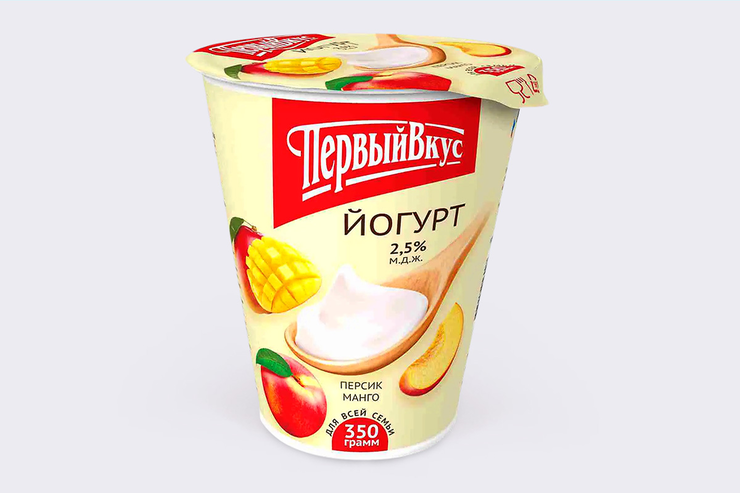 Йогурт 2.5% «Первый вкус» Персик-манго, 350 г – купить по приятной цене ...