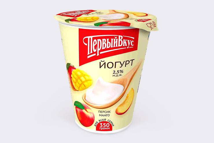 Йогурт 2.5% «Первый вкус» Персик-манго, 350 г