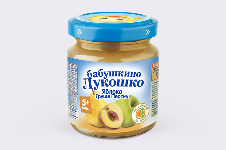 Пюре «Бабушкино лукошко» Яблоко-Груша-Персик, 100 г – купить по ...