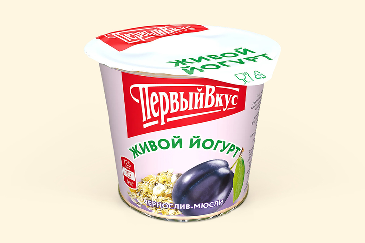 Йогурт 2.5% «Первый вкус» Мюсли – чернослив, 125 г