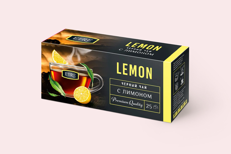 Чай «Etre» черный с лимоном, 25 пакетиков, 50 г